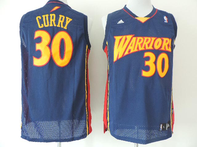  NBA Golden State Warriors 30 Stephen Curry New Revolution 30 Swingman Navy Blue Jersey