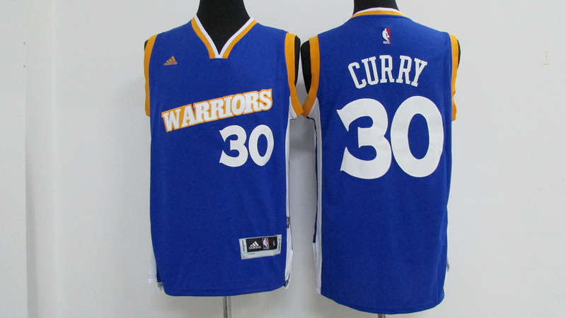  NBA Golden State Warriors 30 Stephen Curry New Revolution 30 Swingman Road Blue Kid Jerseys