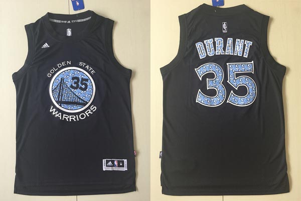  NBA Golden State Warriors 35 Kevin Durant Black Diamond Fashion Stitched NBA Jersey