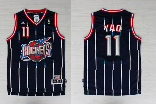  NBA Houston Rockets 11 Yao Ming Hardwood Classic Fashion Swingman Blue Jerseys