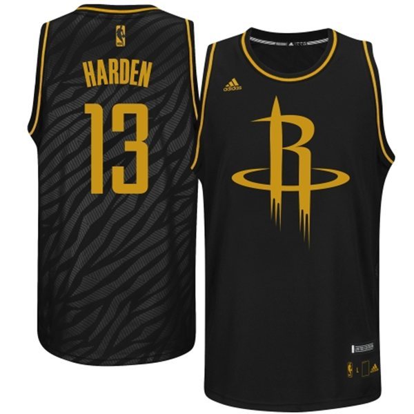  NBA Houston Rockets 13 James Harden  Static Fashion Swingman Black Gold Jerseys