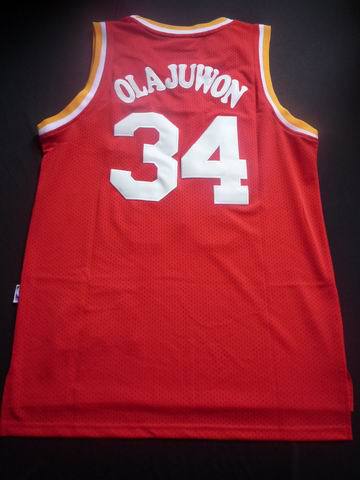  NBA Houston Rockets 34 Hakeem Olajuwon New Rev30 Swingman Throwback Red Jerseys