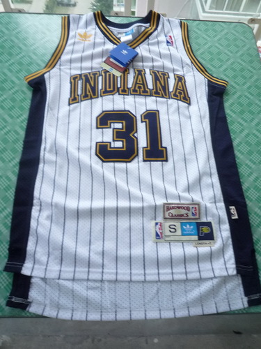  NBA Indiana Pacers 31 Reggie Miller New Rev30 Swingman Throwback White Jersey