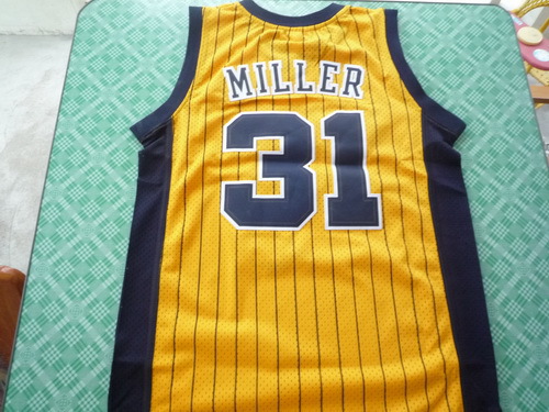  NBA Indiana Pacers 31 Reggie Miller New Rev30 Swingman Throwback Yellow Jerseys