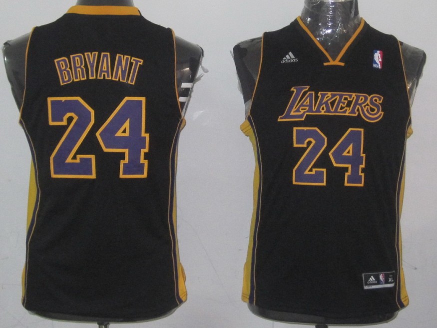  NBA Kids Los Angeles Lakers 24 Kobe Bryant New Revolution 30 Swingman Youth New Black 2014 Jersey
