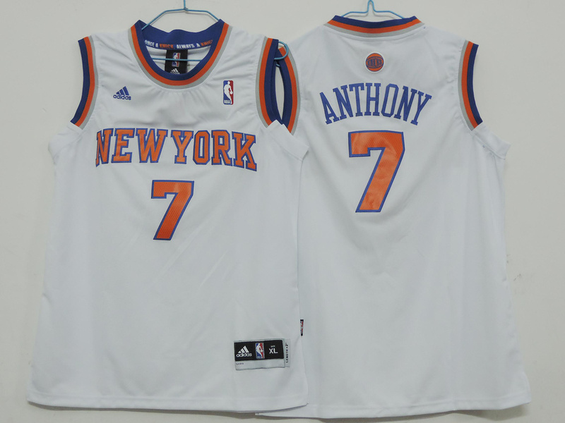  NBA Kids New York Knicks 7 Carmelo Anthony New Revolution 30 Swingman Youth White Jersey