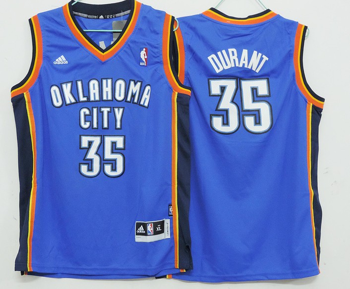  NBA Kids Oklahoma City Thunder 35 Kevin Durant New Revolution 30 Swingman Youth Road Blue Jersey