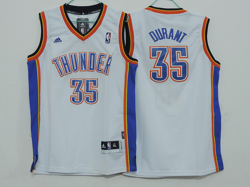  NBA Kids Oklahoma City Thunder 35 Kevin Durant New Revolution 30 Swingman Youth White Jersey