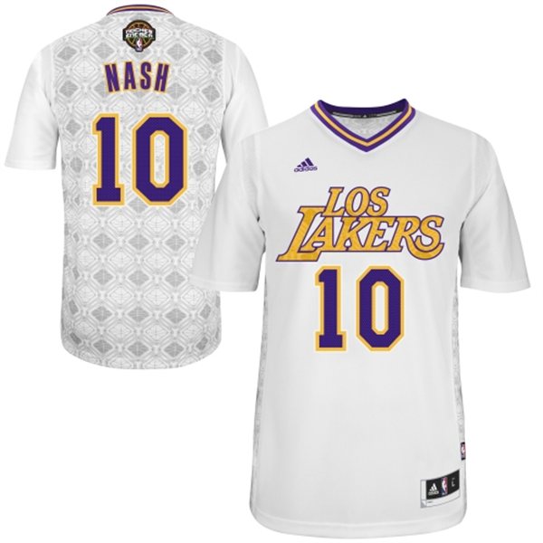  NBA Los Angeles Lakers 10 Steve Nash 2014 Noches Enebea Swingman White Jersey