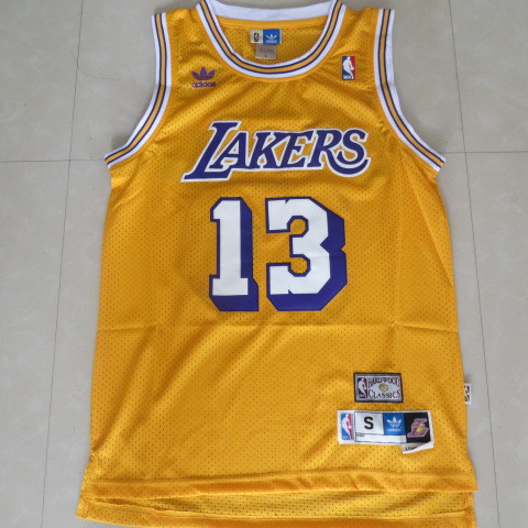  NBA Los Angeles Lakers 13 Wilt Chamberlain New Rev30 Swingman Throwback Yellow Jersey