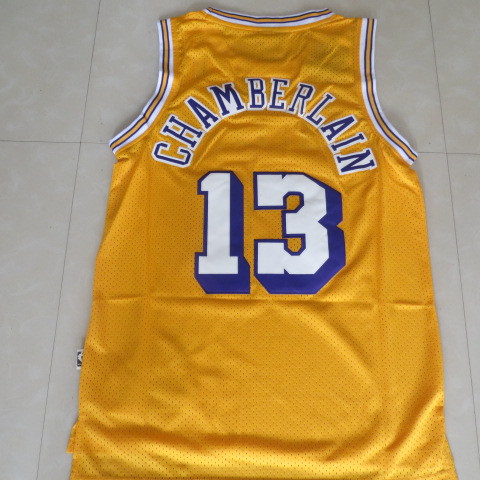  NBA Los Angeles Lakers 13 Wilt Chamberlain New Rev30 Swingman Throwback Yellow Jerseys
