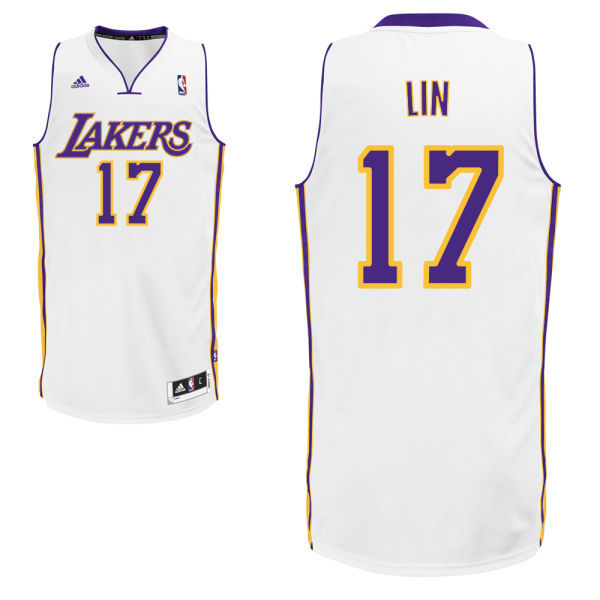  NBA Los Angeles Lakers 17 Jeremy Lin New Revolution 30 Swingman White Jersey