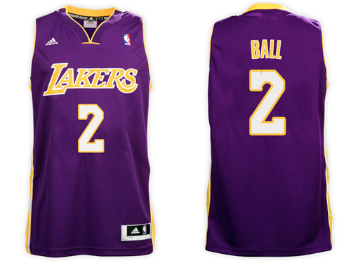  NBA Los Angeles Lakers 2 Lonzo Ball Jersey New Revolution 30 Swingman Purple Jersey