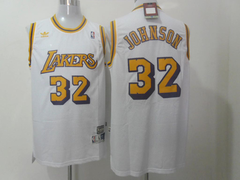  NBA Los Angeles Lakers 32 Magic Johnson New Rev30 Swingman Throwback White Jersey