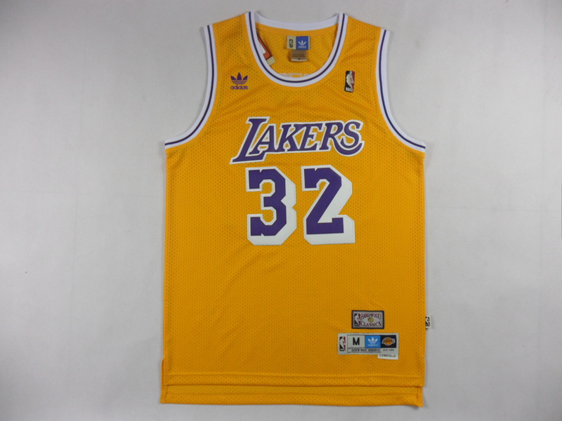  NBA Los Angeles Lakers 32 Magic Johnson New Rev30 Swingman Throwback Yellow Jersey