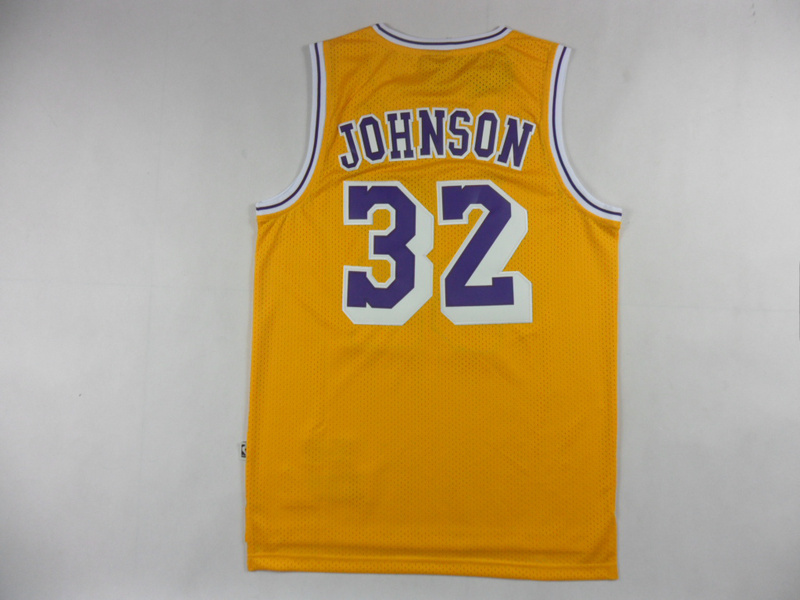  NBA Los Angeles Lakers 32 Magic Johnson New Rev30 Swingman Throwback Yellow Jerseys