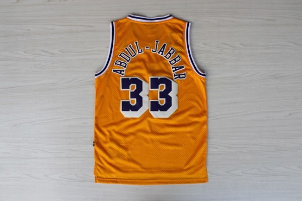  NBA Los Angeles Lakers 33 Abdul Jabbar New Rev30 Swingman Throwback Yellow Jerseys