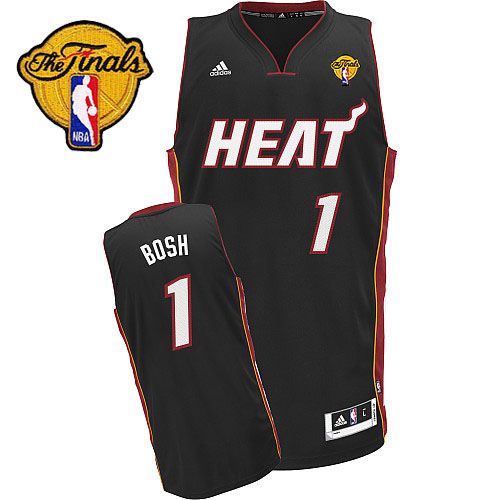  NBA Miami Heat 1 Chris Bosh New Revolution 30 Swingman Road Black Jersey 2012 NBA Finals Patch