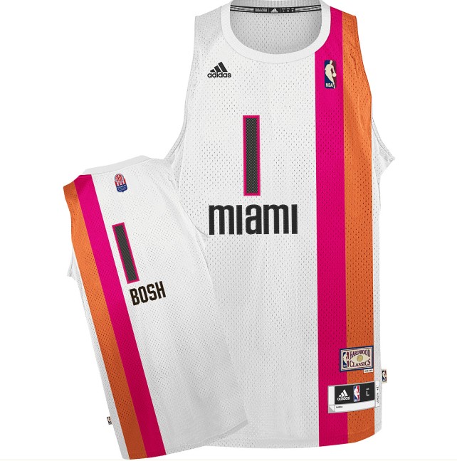  NBA Miami Heat 1 Chris Bosh Swingman Retro White Rainbow Jersey