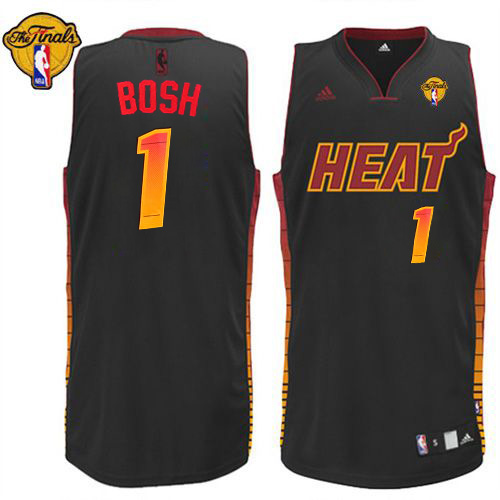  NBA Miami Heat 1 Chris Bosh Vibe Swingman Black Jersey 2012 NBA Finals Patch