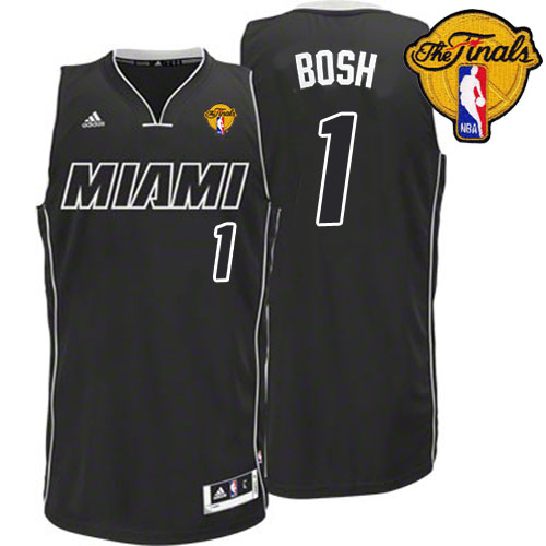 NBA Miami Heat 1 Chris Bosh White on Black Fashion Swingman Jersey 2012 NBA Finals Patch