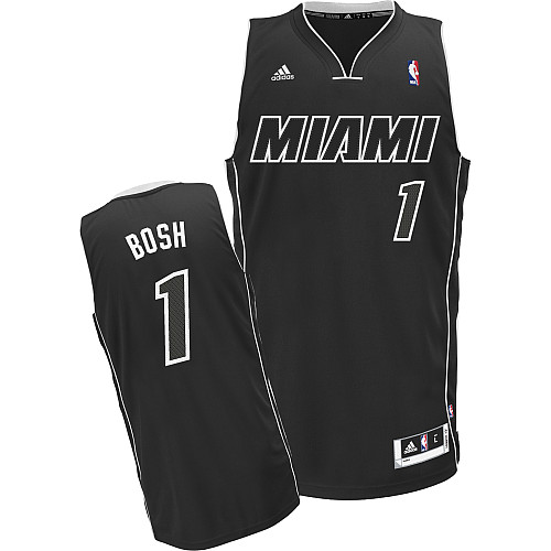  NBA Miami Heat 1 Chris Bosh White on Black Fashion Swingman Jersey