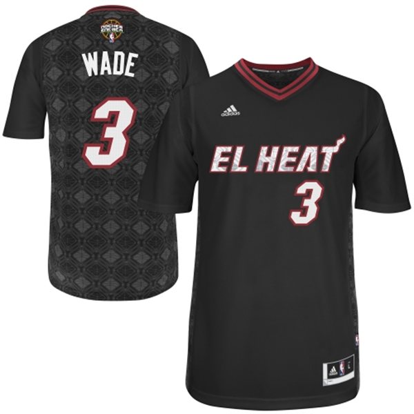  NBA Miami Heat 3 Dwyane Wade 2014 Noches Enebea Swingman Black Jersey