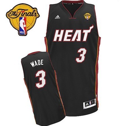  NBA Miami Heat 3 Dwyane Wade New Revolution 30 Swingman Road Black Jersey 2012 NBA Finals Patch