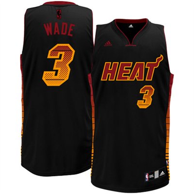  NBA Miami Heat 3 Dwyane Wade Vibe Swingman Black Jersey