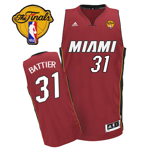  NBA Miami Heat 31 Shane Battier New Revolution 30 Swingman Alternate Red Jersey 2012 NBA Finals Patch