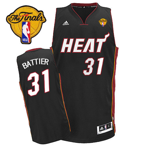  NBA Miami Heat 31 Shane Battier New Revolution 30 Swingman Road Black Jersey 2012 NBA Finals Patch