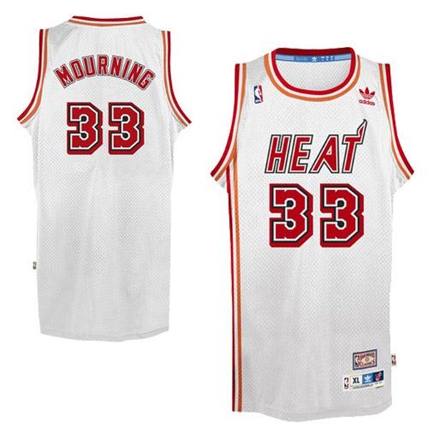  NBA Miami Heat 33 Alonzo Mourning Soul Throwback Swingman Home White Jersey