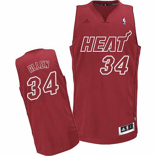  NBA Miami Heat 34 Ray Allen Big Color Fashion Swingman Christmas Day Red Jersey