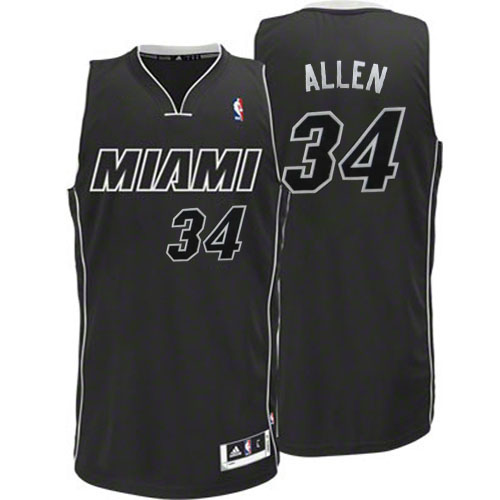  NBA Miami Heat 34 Ray Allen White on Black Fashion Swingman Jersey