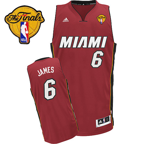  NBA Miami Heat 6 LeBron James New Revolution 30 Swingman Alternate Red Jersey 2012 NBA Finals Patch