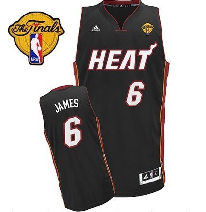  NBA Miami Heat 6 LeBron James New Revolution 30 Swingman Road Black Jersey 2012 NBA Finals Patch