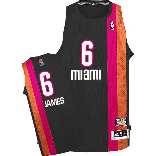  NBA Miami Heat 6 LeBron James Swingman Retro Black Rainbow Jersey