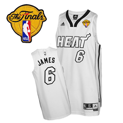  NBA Miami Heat 6 LeBron James White Fashion Swingman Jersey 2012 NBA Finals Patch