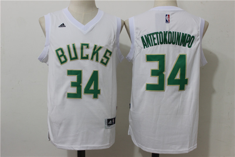  NBA Milwaukee Bucks 34 Giannis Antetokounmpo Jerseys New Revolution 30 Swingman Road White Jersey