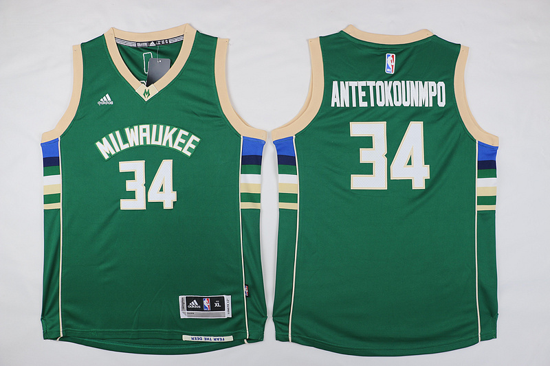  NBA Milwaukee Bucks 34 Giannis Antetokounmpo Kid jersey New Revolution 30 Swingman Road Green Youth Jersey