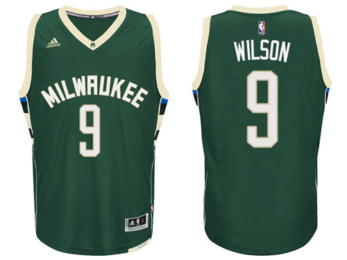  NBA Milwaukee Bucks d j wilson Jersey New Revolution 30 Swingman Road Green Jersey