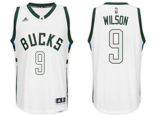  NBA Milwaukee Bucks d j wilson Jersey New Revolution 30 Swingman Road White Jersey