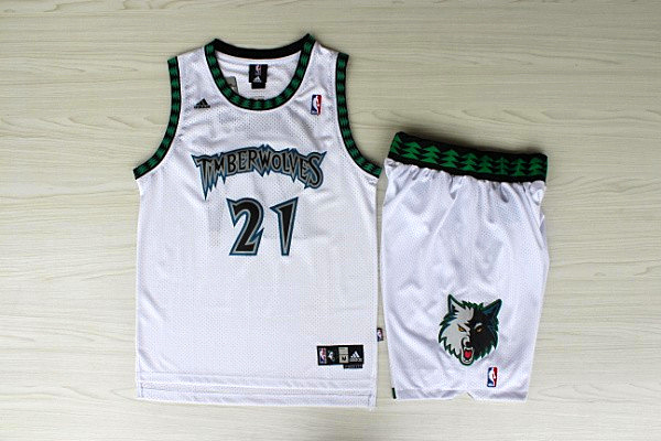  NBA Minnesota Timberwolves 21 Kevin Garnett Swingman White Jersey & Shorts Suit