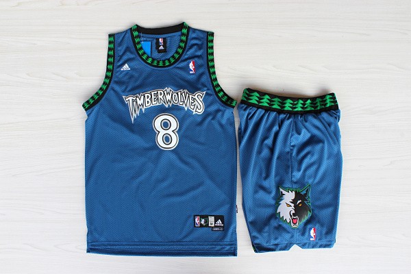  NBA Minnesota Timberwolves 8 Latrell Sprewell Throwback Soul Swingman Blue Jersey & Shorts Suit