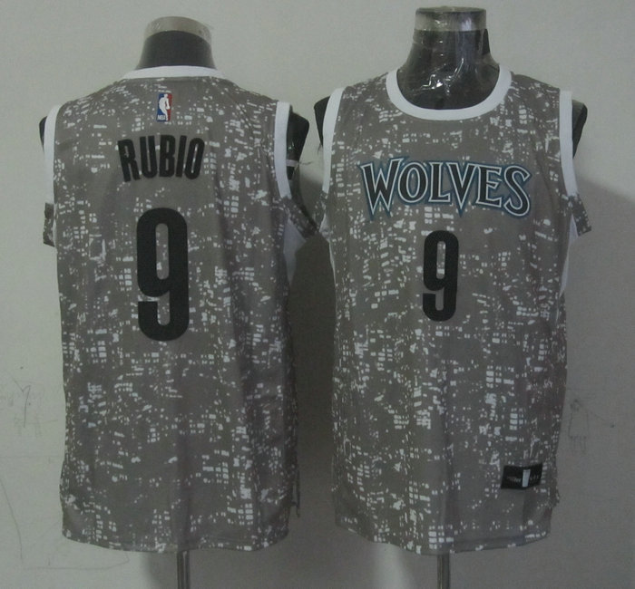  NBA Minnesota Timberwolves 9 Ricky Rubio Grey City Luminous Jersey