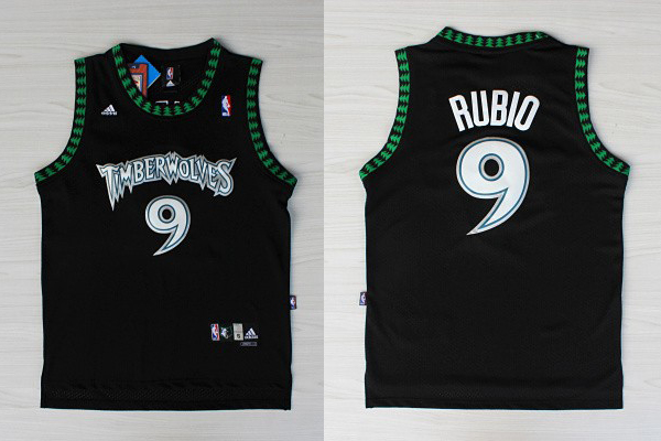  NBA Minnesota Timberwolves 9 Ricky Rubio Throwback Soul Swingman Black Jersey
