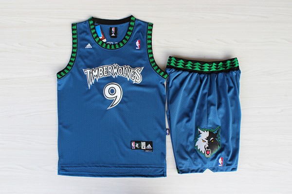  NBA Minnesota Timberwolves 9 Ricky Rubio Throwback Soul Swingman Blue Jersey & Shorts Suit