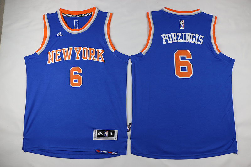  NBA New York Knicks 6 Kristaps Porzingis Kid jersey New Revolution 30 Swingman Blue Youth Jersey