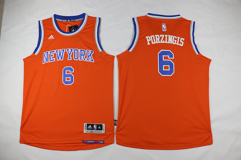  NBA New York Knicks 6 Kristaps Porzingis Kid jersey New Revolution 30 Swingman Orange Youth Jersey