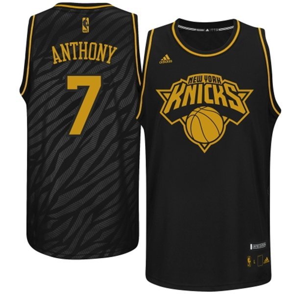  NBA New York Knicks 7 Carmelo Anthony Static Fashion Swingman Black Gold Jerseys